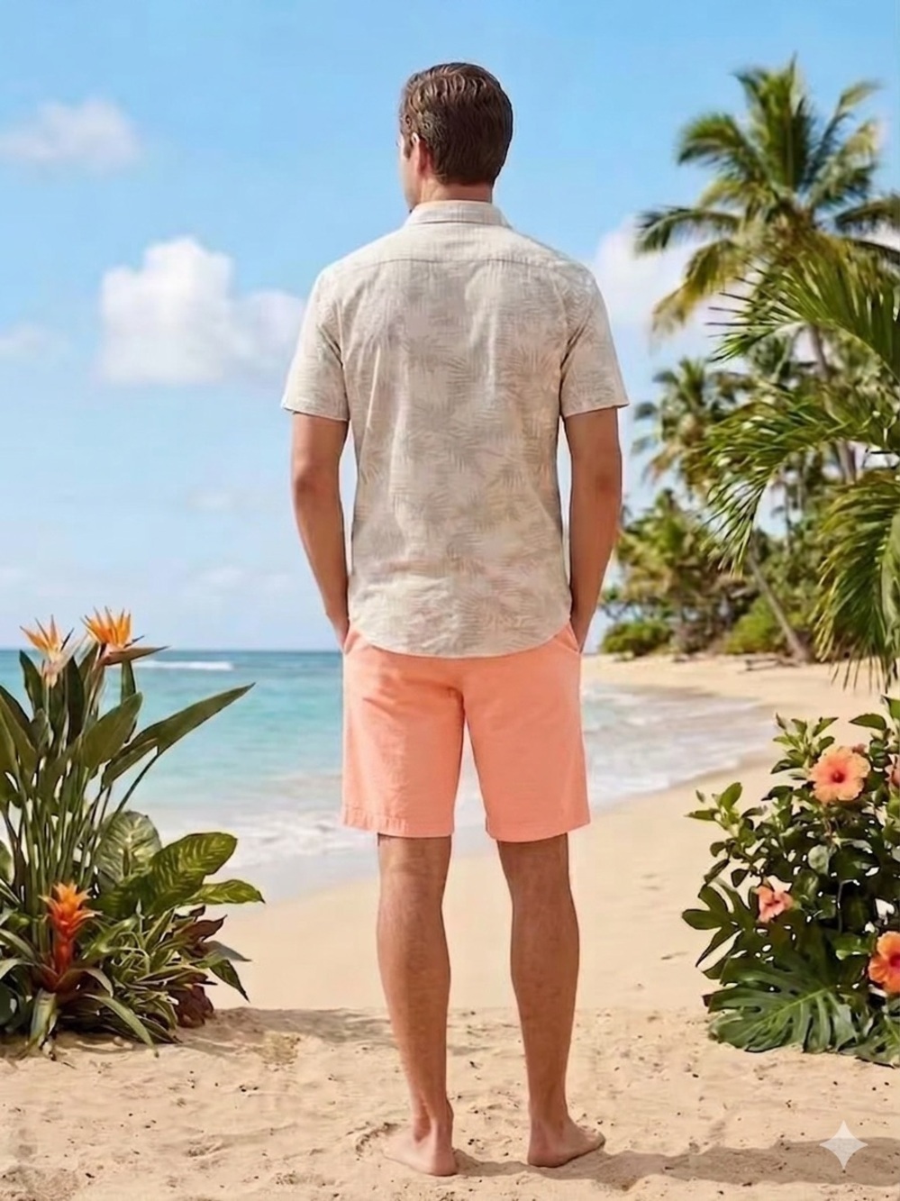 Men's Havana Jim 9” Casual Shorts in Coral - Picture 2 of 4